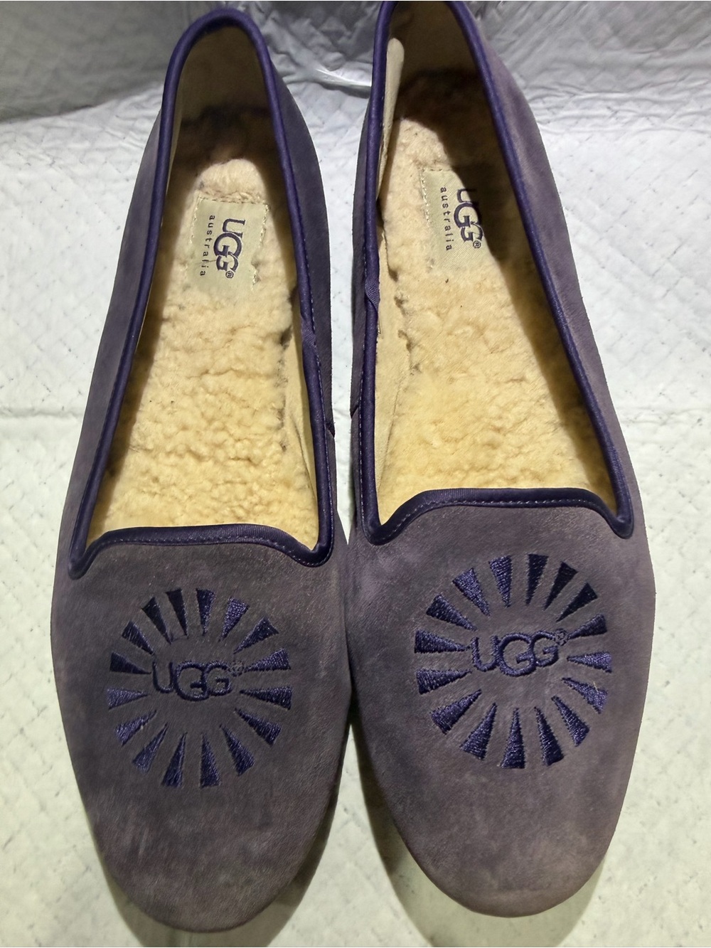 UGG Ansley 1001632 Purple Suede Loafer Slippers Women’s Size 9- Read